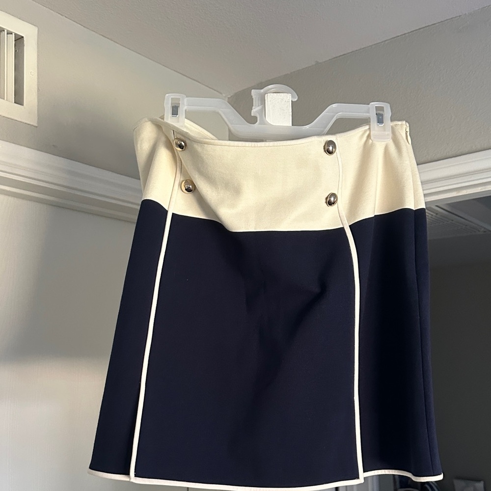 Tory Burch Cream and Black Mini Skirt